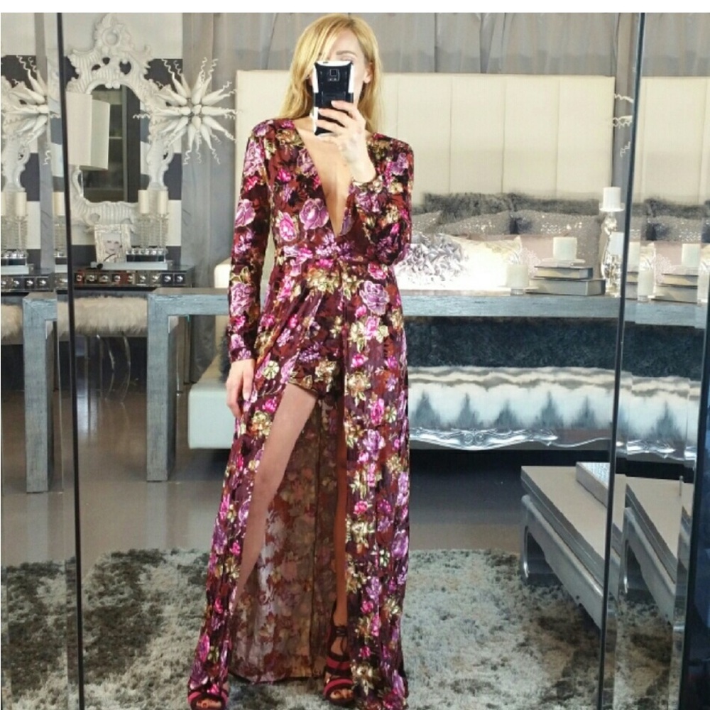 💕LAST ONE 💕VELVET floral print romper NWOT